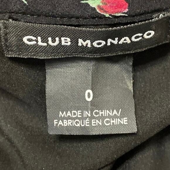 Club Monaco 100% Silk Black Floral Ruffle Long Sleeve V-Neck Mini Wrap Dress 0 - Picture 4 of 5